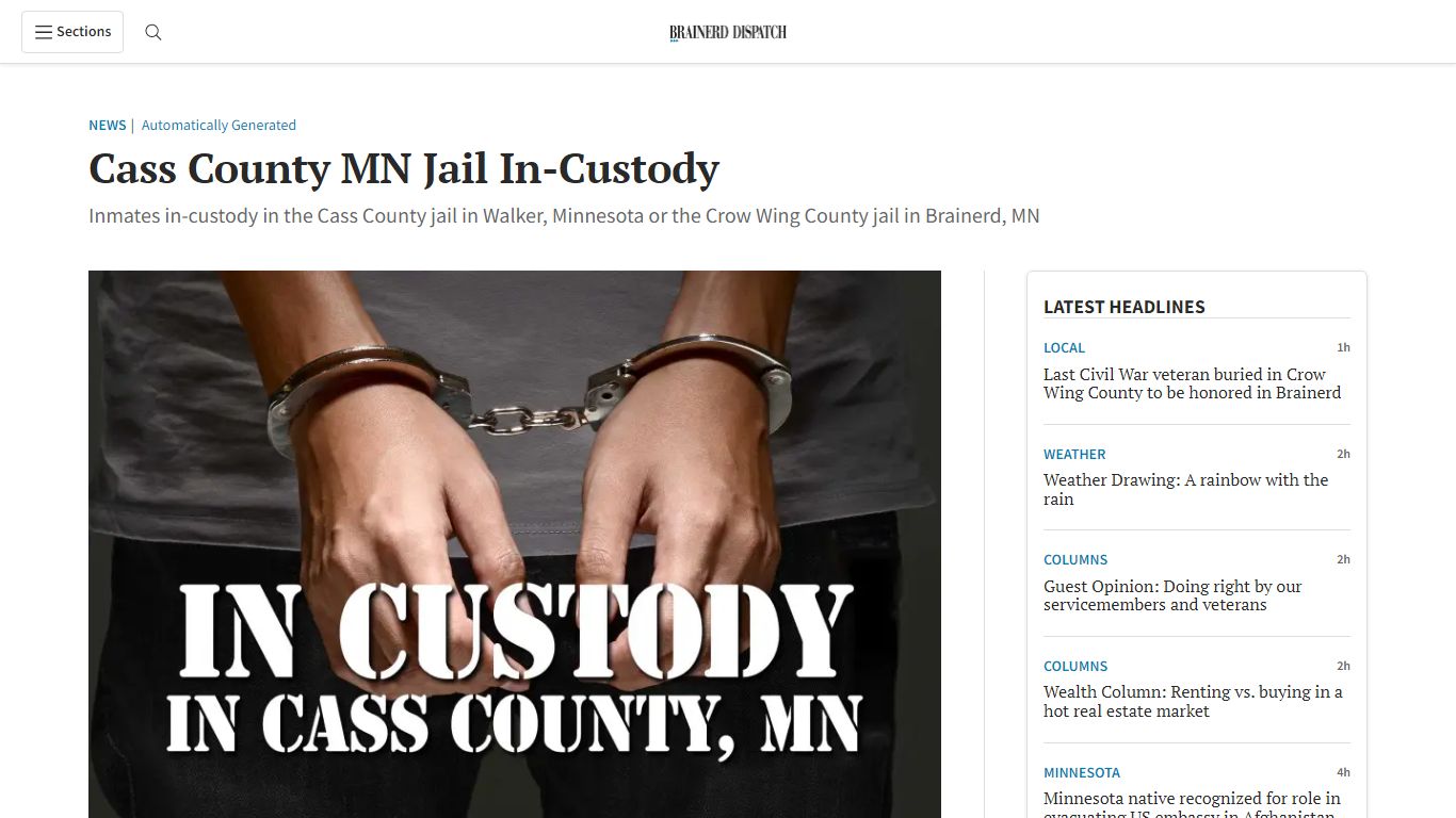 Cass County MN Jail In-Custody - Brainerd Dispatch